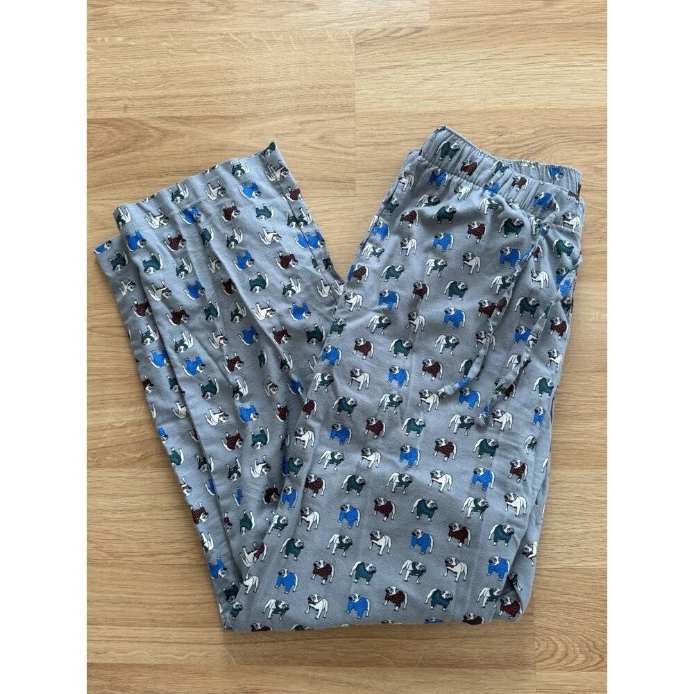 Banana Republic Men's Cotton Flannel Pajama Pant Bulldog Print Size‎ M